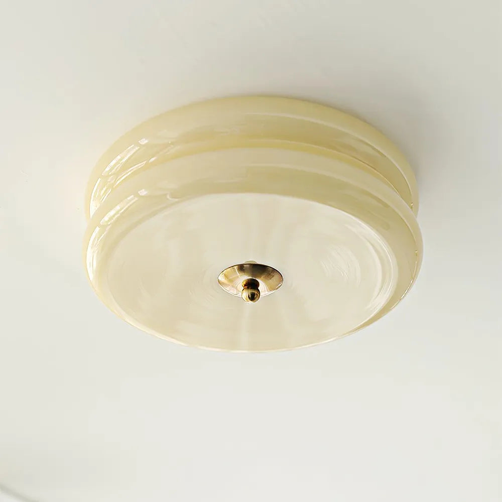 Ceiling Lamp Glass 40.0 cm White Gold Vintage Living Room Flush Mount Industrial Lighting | Thomler