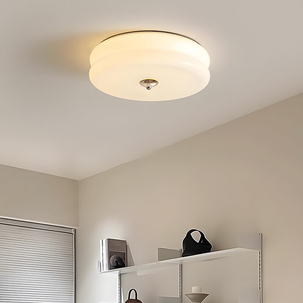 Ceiling Lamp Glass 40.0 cm White Gold Vintage Living Room Flush Mount Industrial Lighting | Thomler