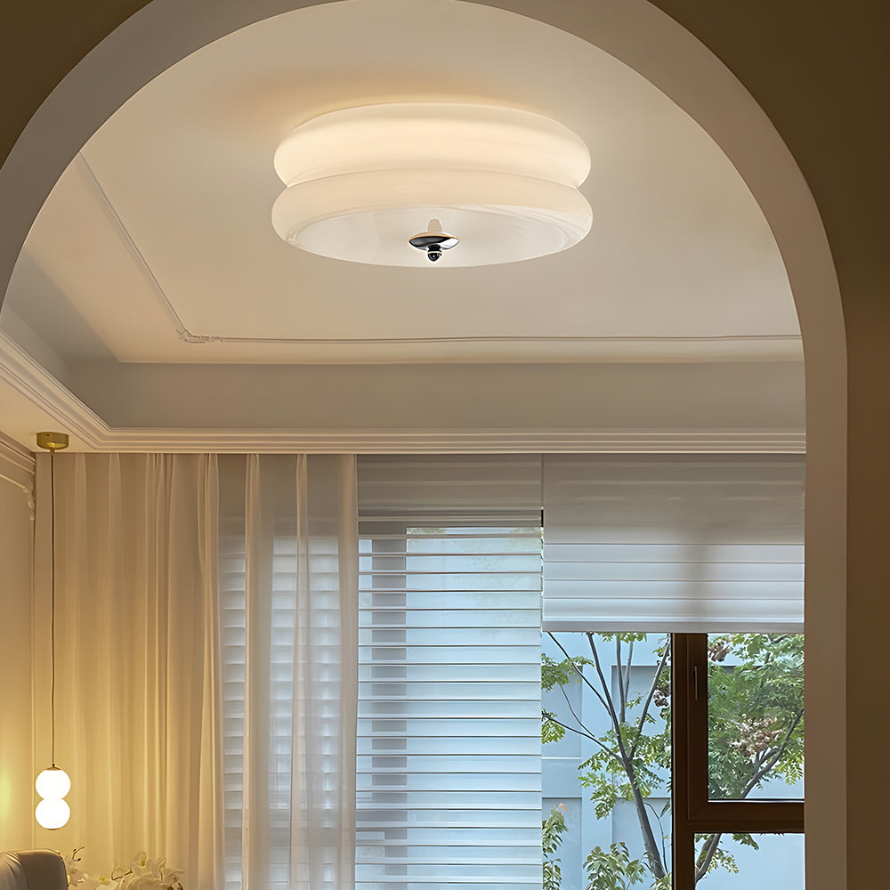 Ceiling Lamp Glass 40.0 cm White Gold Vintage Living Room Flush Mount Industrial Lighting | Thomler