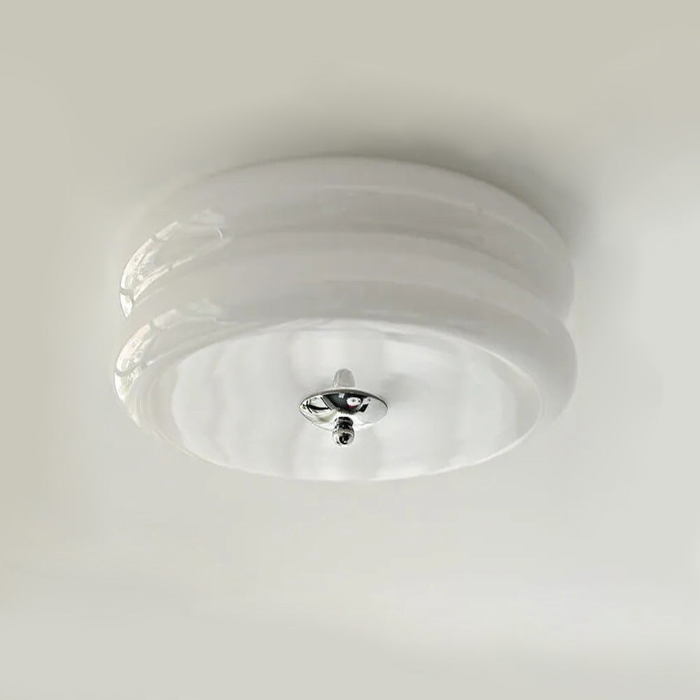 Ceiling Lamp Glass 40.0 cm White Gold Vintage Living Room Flush Mount Industrial Lighting | Thomler