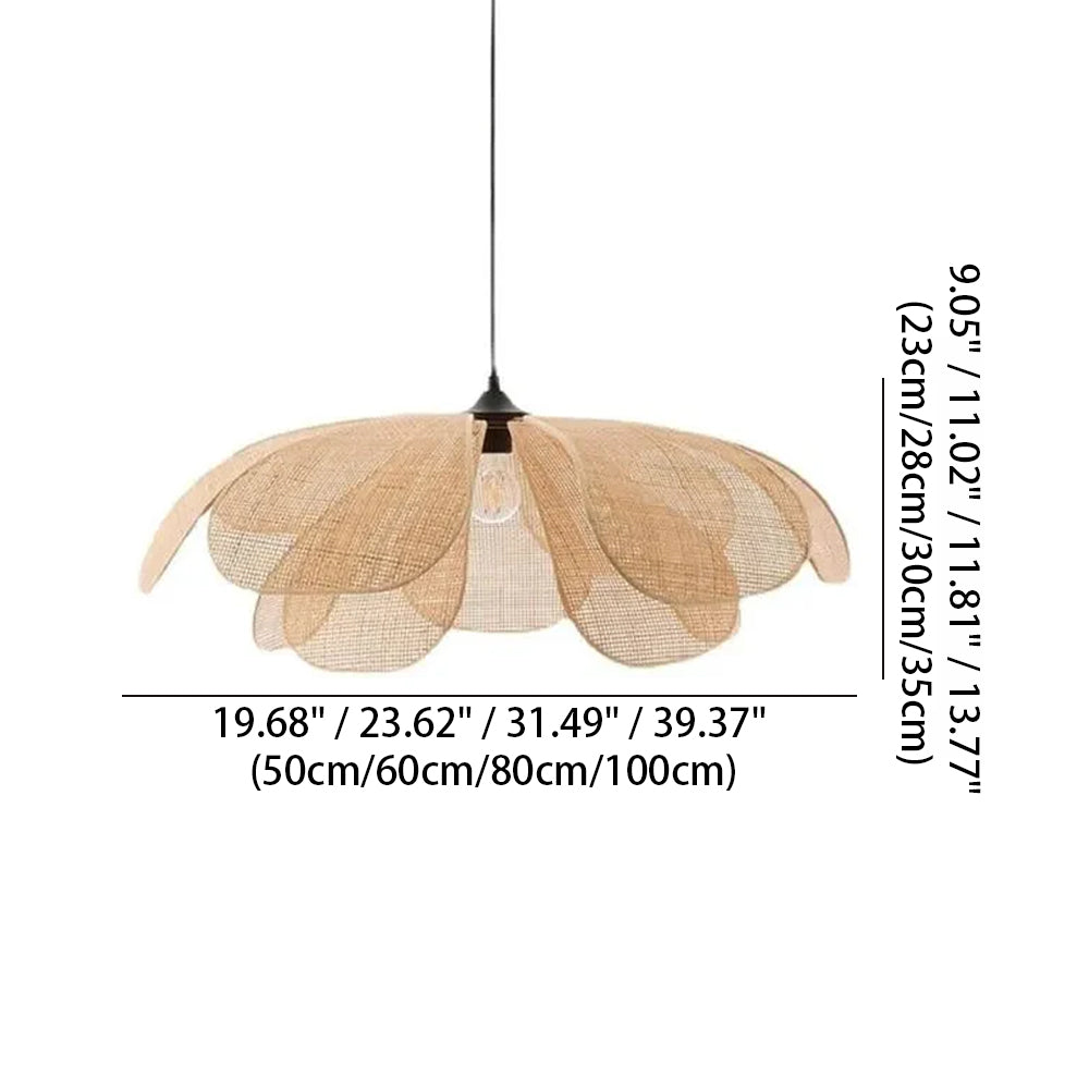 Pendant Light Rattan 19.7 in Neutral Indoor Ceiling Lamp Kitchen Dining Room Living Area Hanging Light | Thomler