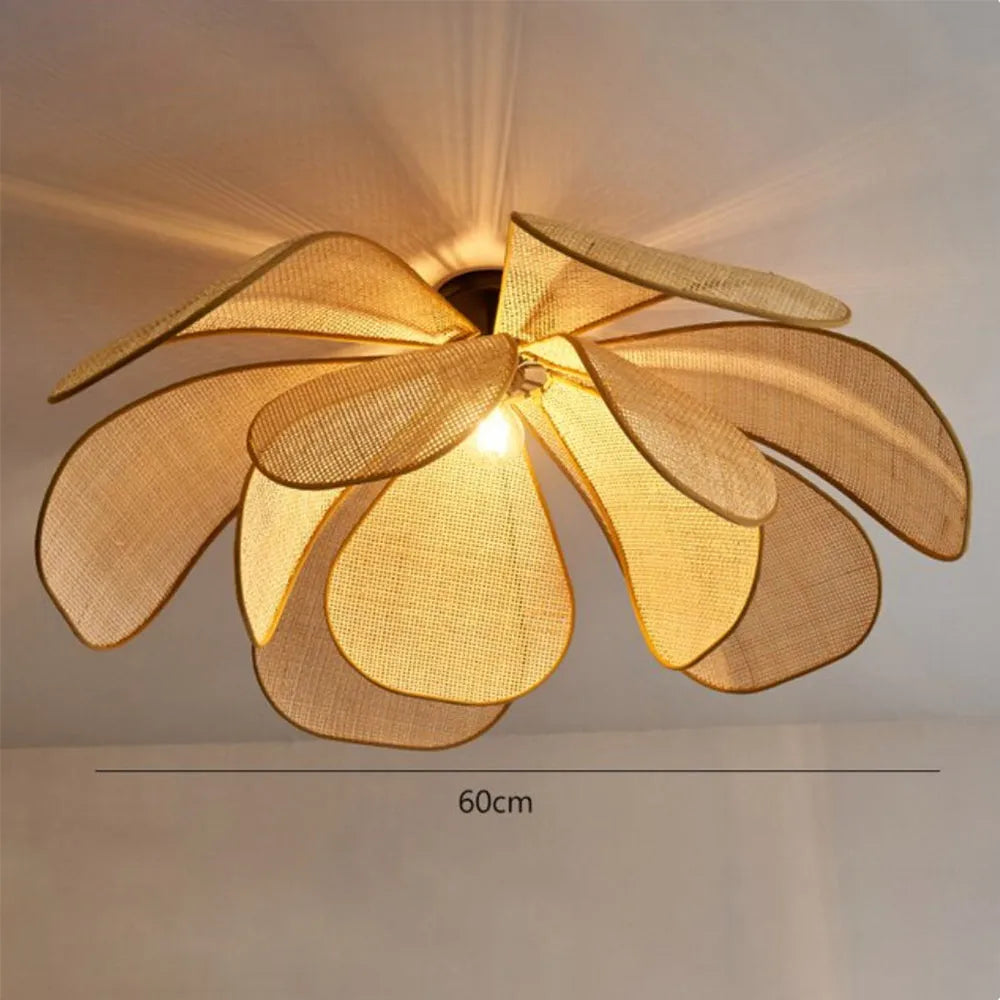 Pendant Light Rattan 19.7 in Neutral Indoor Ceiling Lamp Kitchen Dining Room Living Area Hanging Light | Thomler