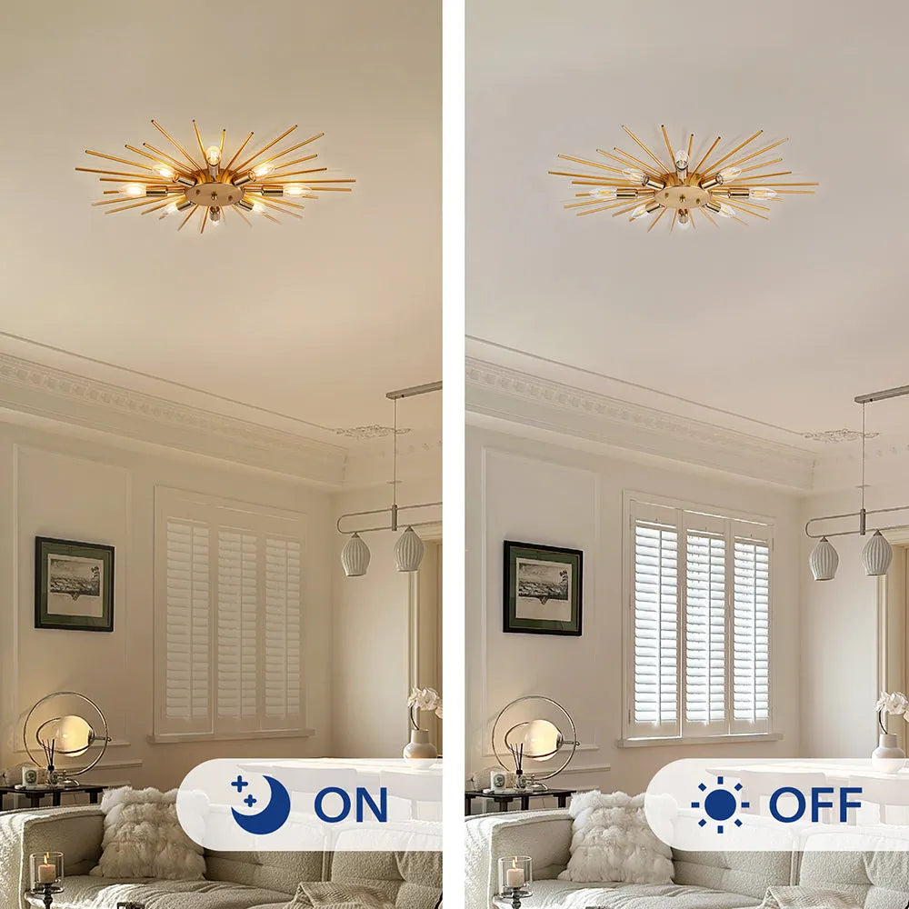 Ceiling Light Industrial Metal 27.6 in Indoor Living Room Dining Area Fixture Multi Bulb | Thomler