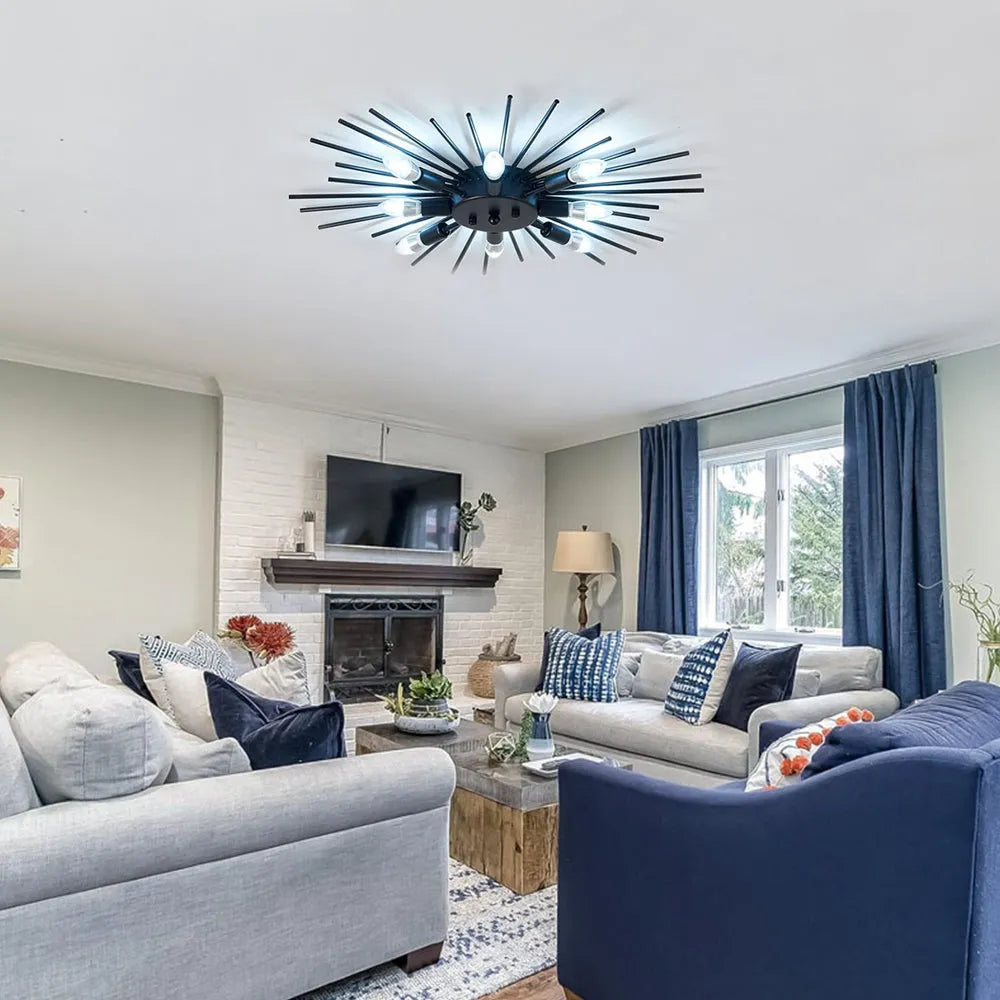 Ceiling Light Industrial Metal 27.6 in Indoor Living Room Dining Area Fixture Multi Bulb | Thomler