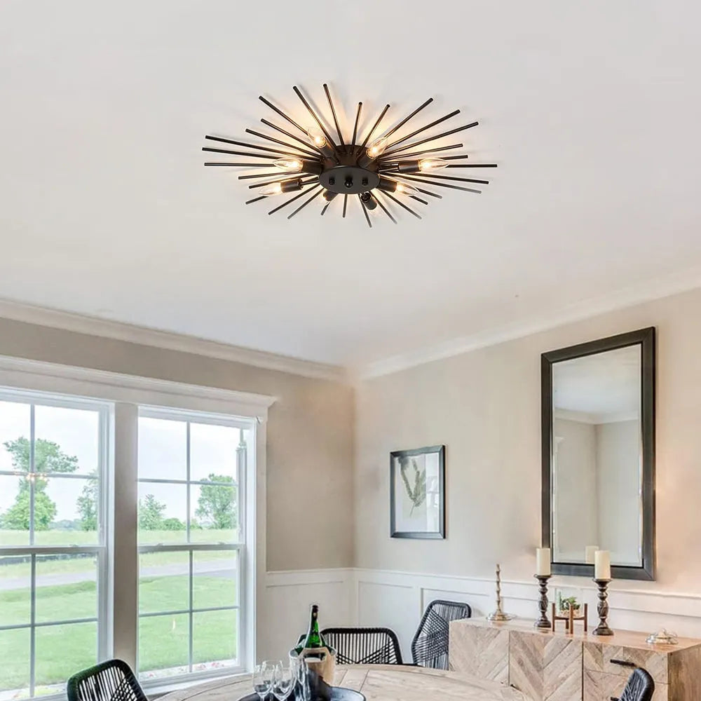 Ceiling Light Industrial Metal 27.6 in Indoor Living Room Dining Area Fixture Multi Bulb | Thomler