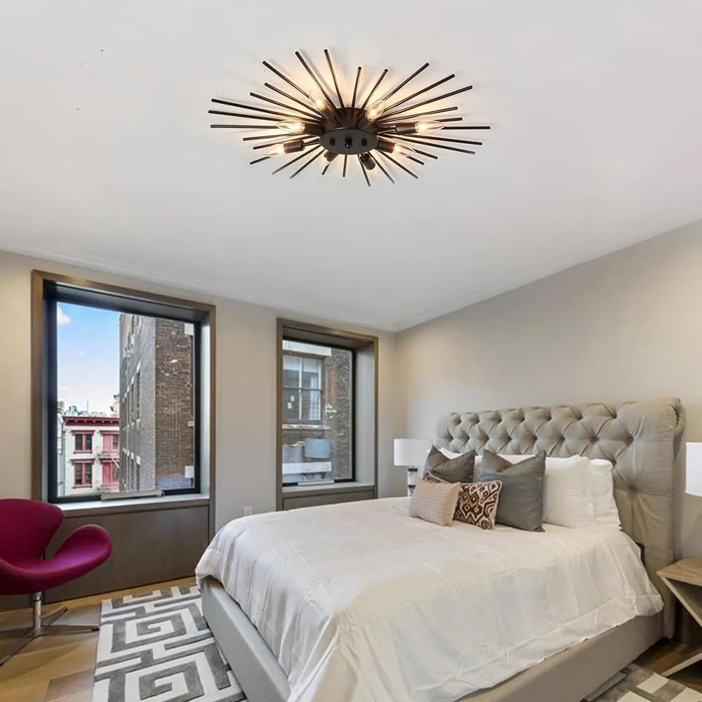 Ceiling Light Industrial Metal 27.6 in Indoor Living Room Dining Area Fixture Multi Bulb | Thomler
