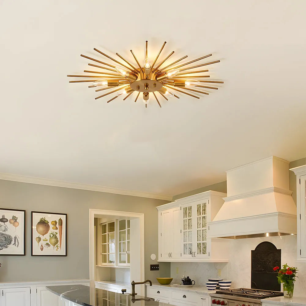 Ceiling Light Industrial Metal 27.6 in Indoor Living Room Dining Area Fixture Multi Bulb | Thomler