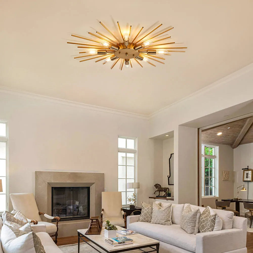 Ceiling Light Industrial Metal 27.6 in Indoor Living Room Dining Area Fixture Multi Bulb | Thomler