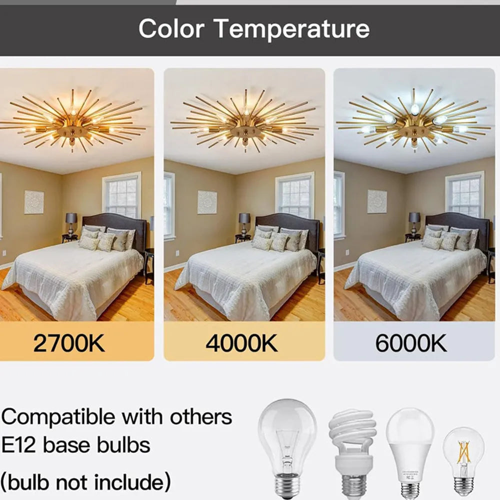 Ceiling Light Industrial Metal 27.6 in Indoor Living Room Dining Area Fixture Multi Bulb | Thomler