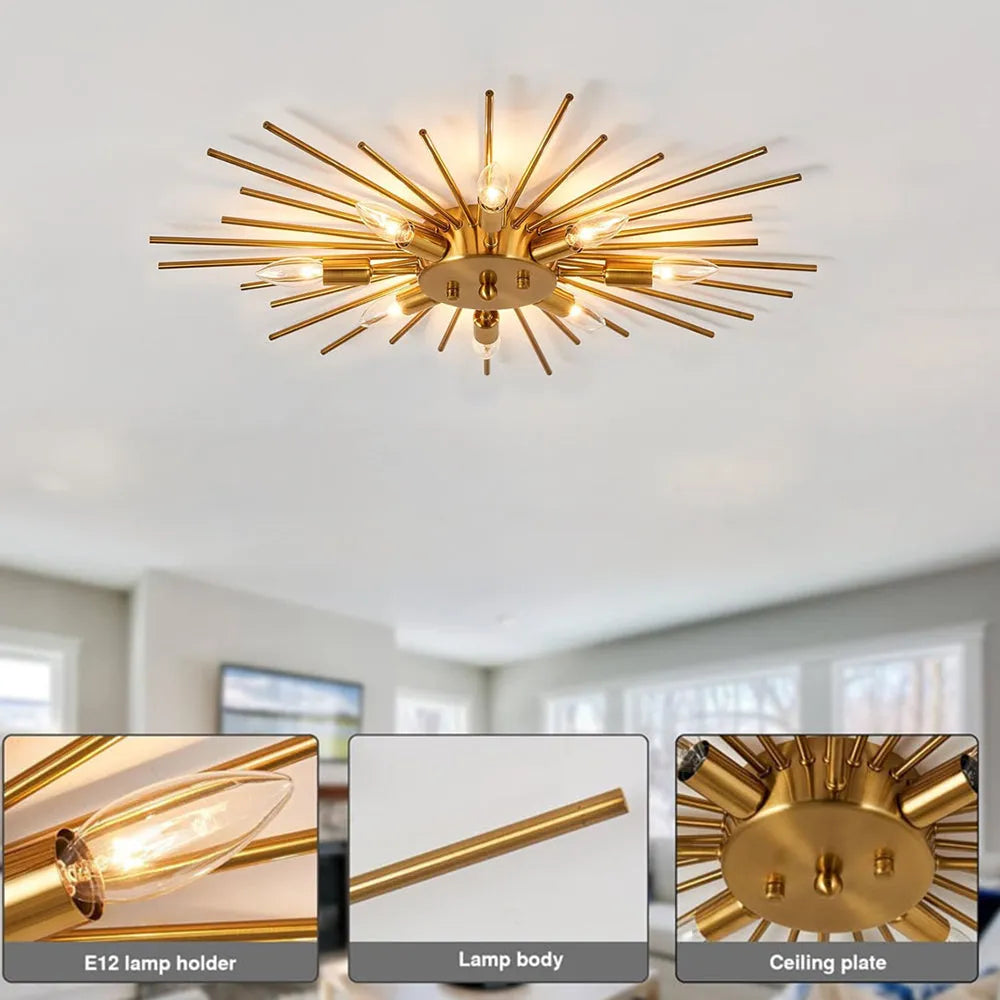 Ceiling Light Industrial Metal 27.6 in Indoor Living Room Dining Area Fixture Multi Bulb | Thomler
