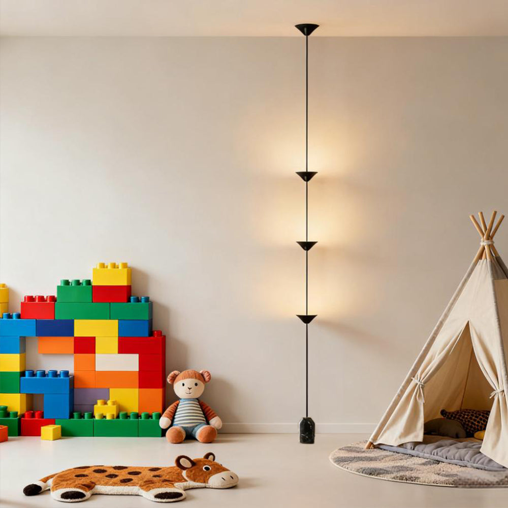 Ceiling To Floor Light Metal Triple Cone LED 350.0 cm Black Living Room Hallway Ambient Lighting | Thomler