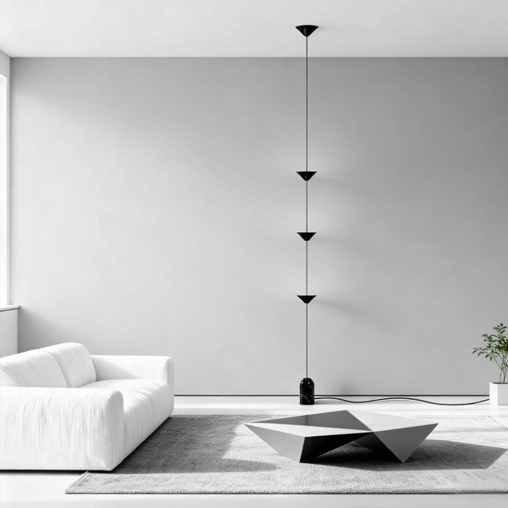 Ceiling To Floor Light Metal Triple Cone LED 350.0 cm Black Living Room Hallway Ambient Lighting | Thomler