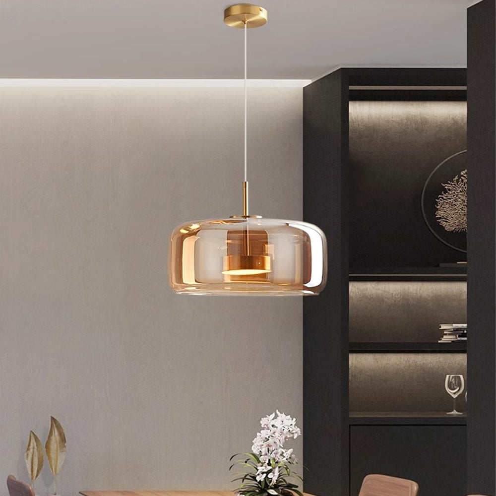 Pendant Light Glass Dome 10.2 in Smoked Kitchen Dining Room Hanging Ceiling Lamp Minimalist Modern Indoor Fixture | Thomler