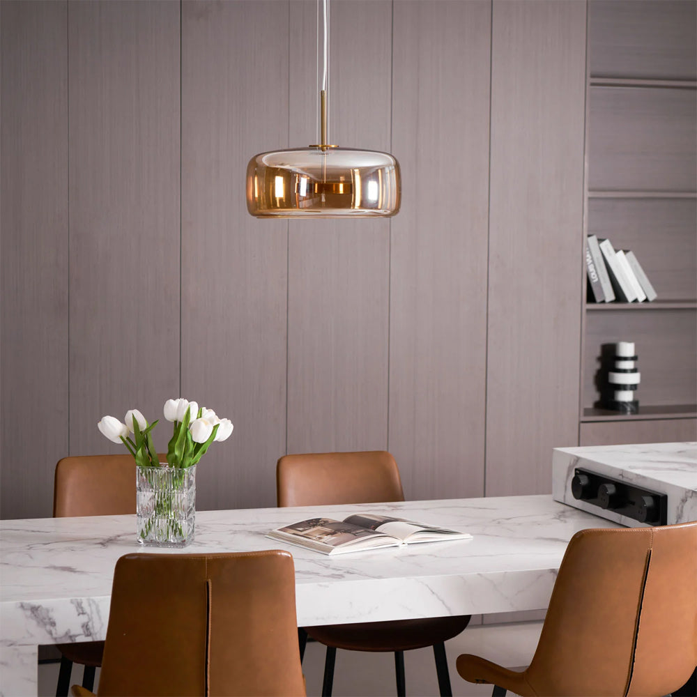 Pendant Light Glass Dome 10.2 in Smoked Kitchen Dining Room Hanging Ceiling Lamp Minimalist Modern Indoor Fixture | Thomler