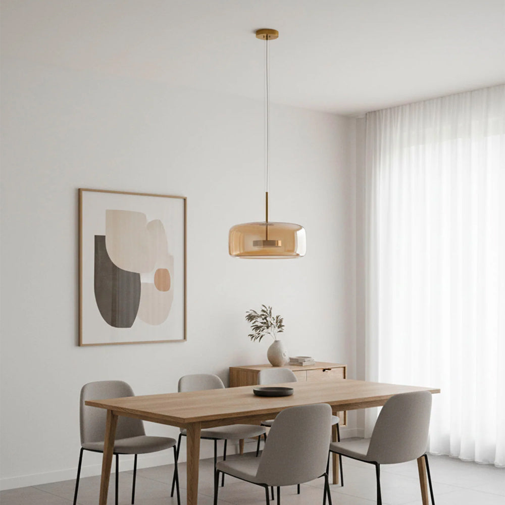 Pendant Light Glass Dome 10.2 in Smoked Kitchen Dining Room Hanging Ceiling Lamp Minimalist Modern Indoor Fixture | Thomler