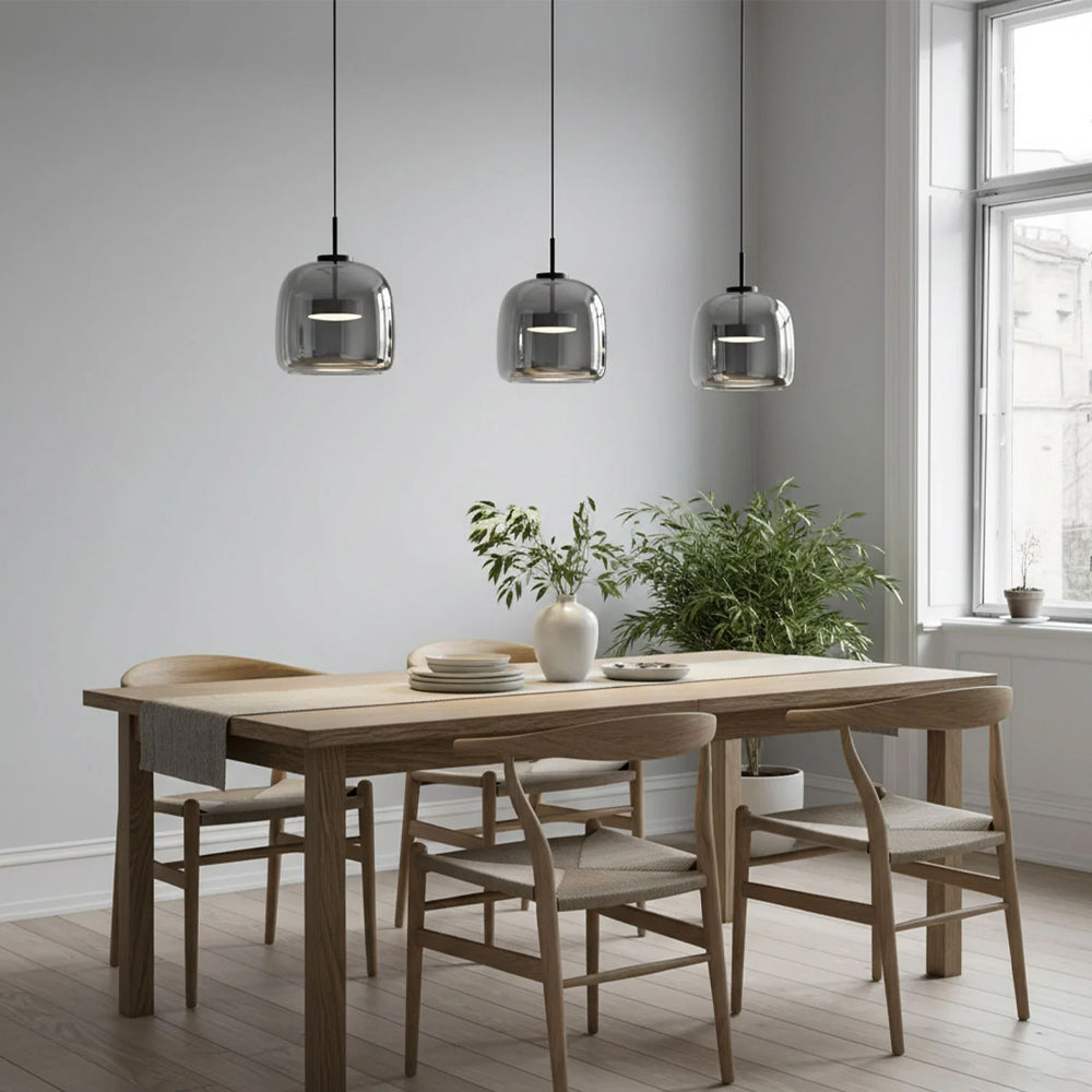 Pendant Light Glass Dome 10.2 in Smoked Kitchen Dining Room Hanging Ceiling Lamp Minimalist Modern Indoor Fixture | Thomler
