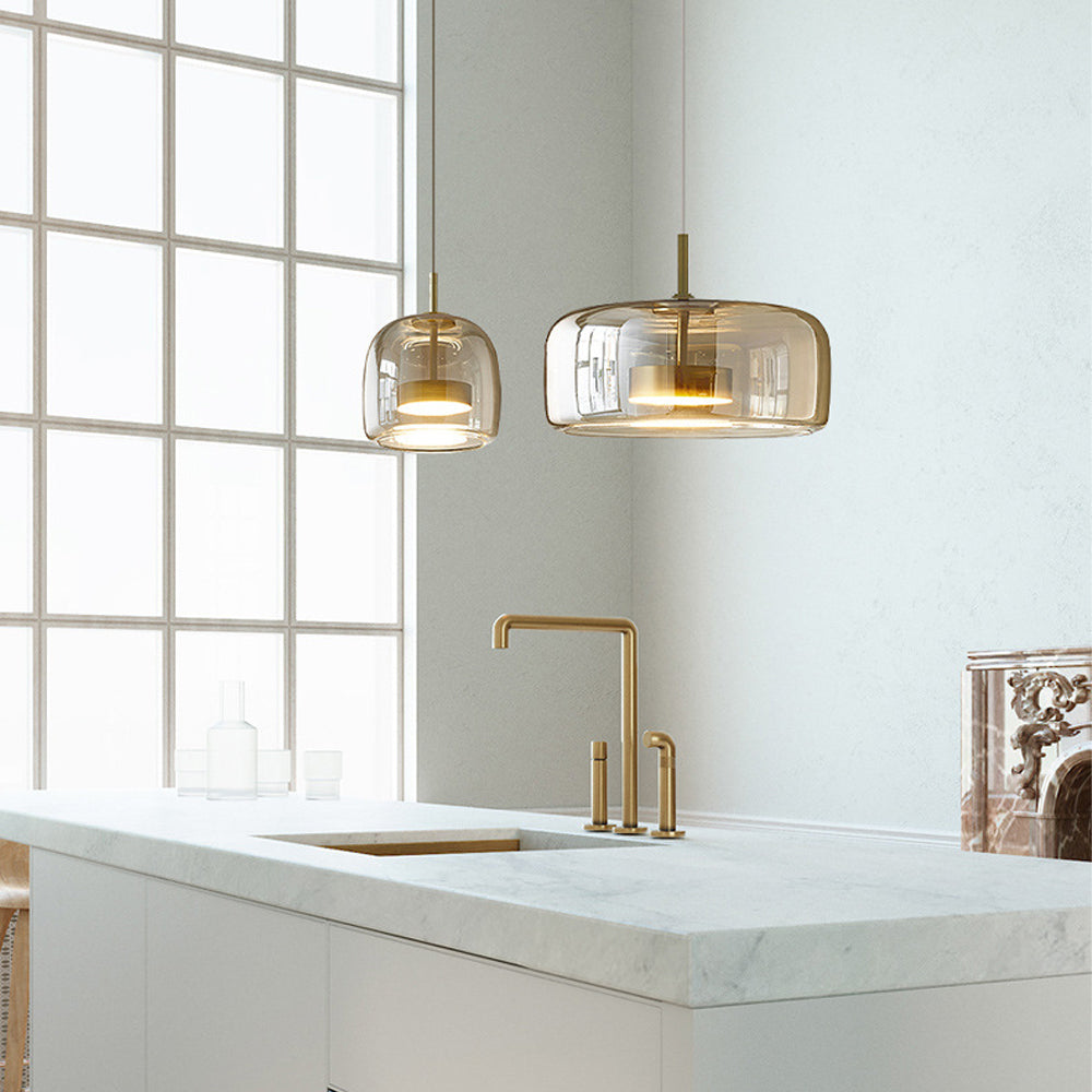 Pendant Light Glass Dome 10.2 in Smoked Kitchen Dining Room Hanging Ceiling Lamp Minimalist Modern Indoor Fixture | Thomler
