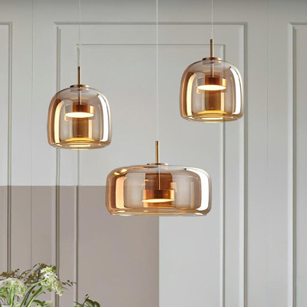 Pendant Light Glass Dome 10.2 in Smoked Kitchen Dining Room Hanging Ceiling Lamp Minimalist Modern Indoor Fixture | Thomler