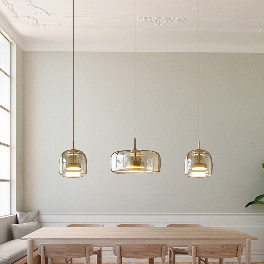Pendant Light Smoked Glass Dome 38.0 cm Warm Glow Dining Room Kitchen Island Hanging Ceiling Lamp Minimalist Vintage | Thomler