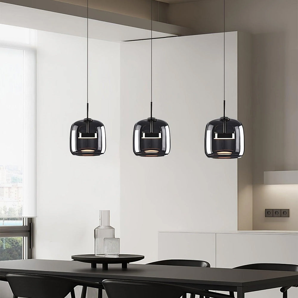 Pendant Light Smoked Glass Dome 38.0 cm Warm Glow Dining Room Kitchen Island Hanging Ceiling Lamp Minimalist Vintage | Thomler