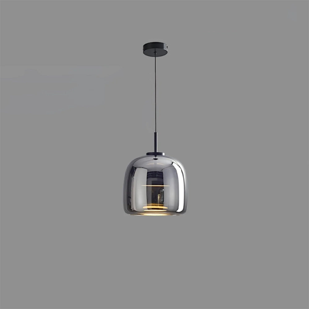 Pendant Light Glass Dome 10.2 in Smoked Kitchen Dining Room Hanging Ceiling Lamp Minimalist Modern Indoor Fixture | Thomler