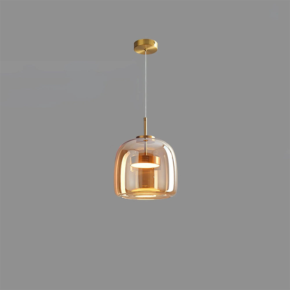 Pendant Light Glass Dome 10.2 in Smoked Kitchen Dining Room Hanging Ceiling Lamp Minimalist Modern Indoor Fixture | Thomler