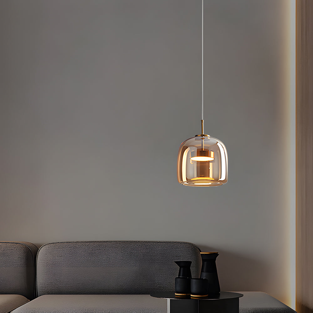 Pendant Light Smoked Glass Dome 38.0 cm Warm Glow Dining Room Kitchen Island Hanging Ceiling Lamp Minimalist Vintage | Thomler