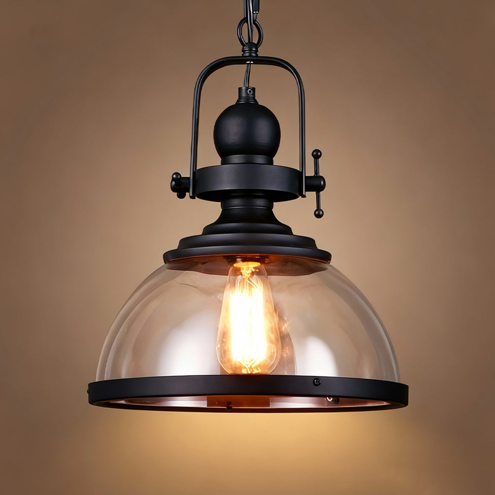 Pendant Light Iron Glass 12.2 in Indoor Dining Room Kitchen Island Bedroom Hanging Lamp Vintage Style | Thomler