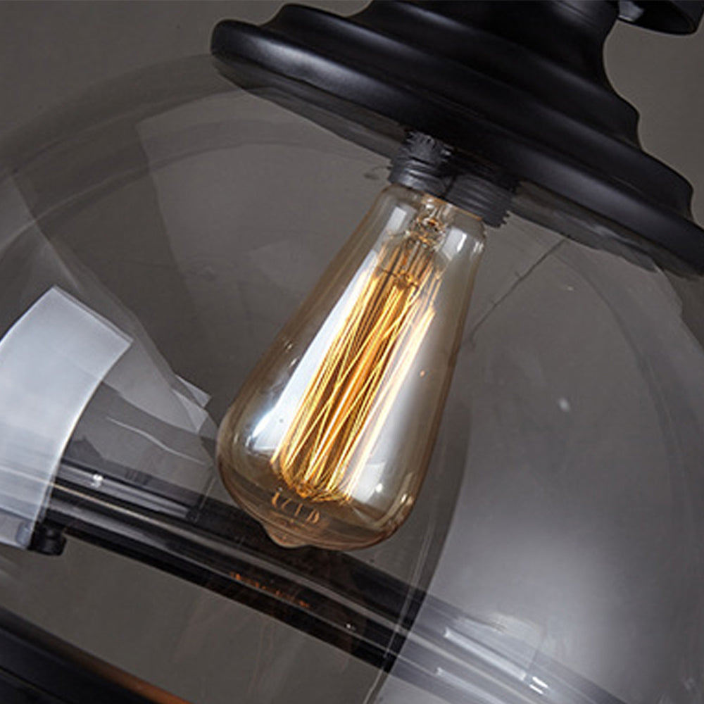 Pendant Light Glass Dome 31.0 cm Black Dining Room Kitchen Island Vintage Industrial Hanging Ceiling Lamp | Thomler