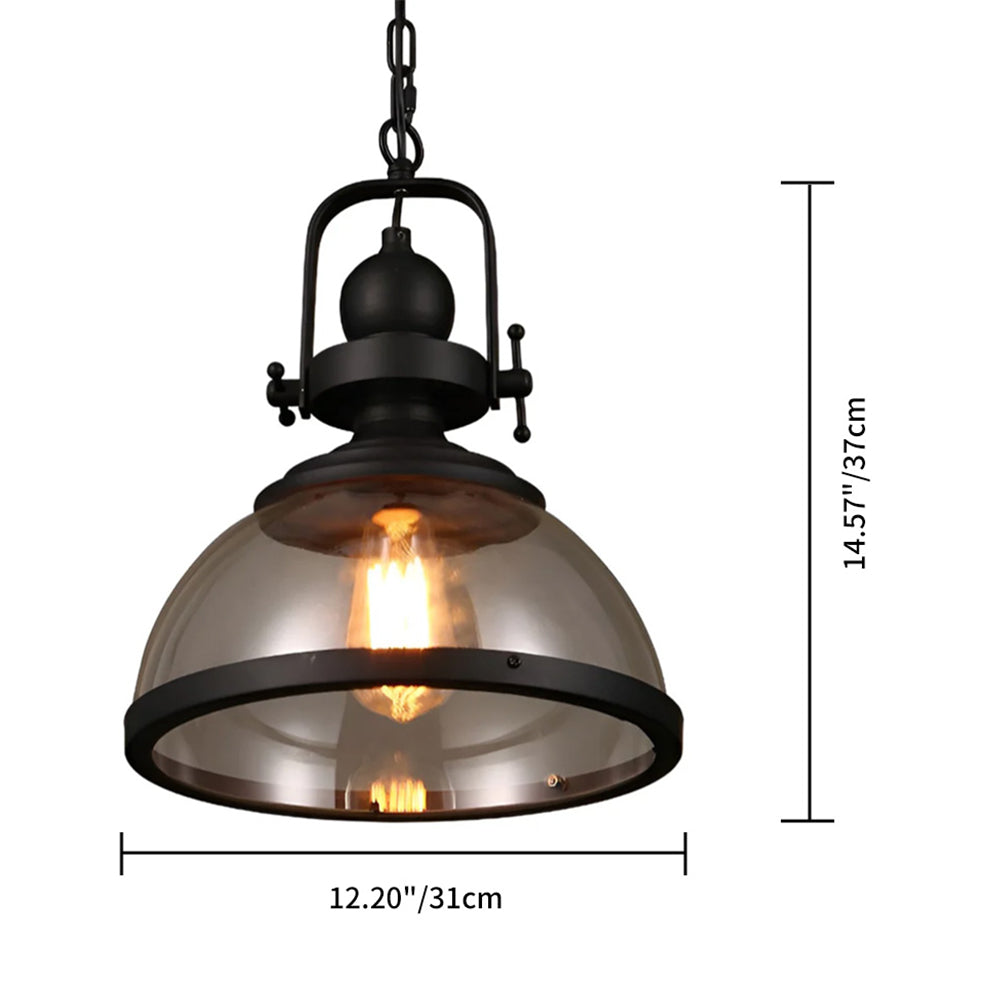 Pendant Light Iron Glass 12.2 in Indoor Dining Room Kitchen Island Bedroom Hanging Lamp Vintage Style | Thomler