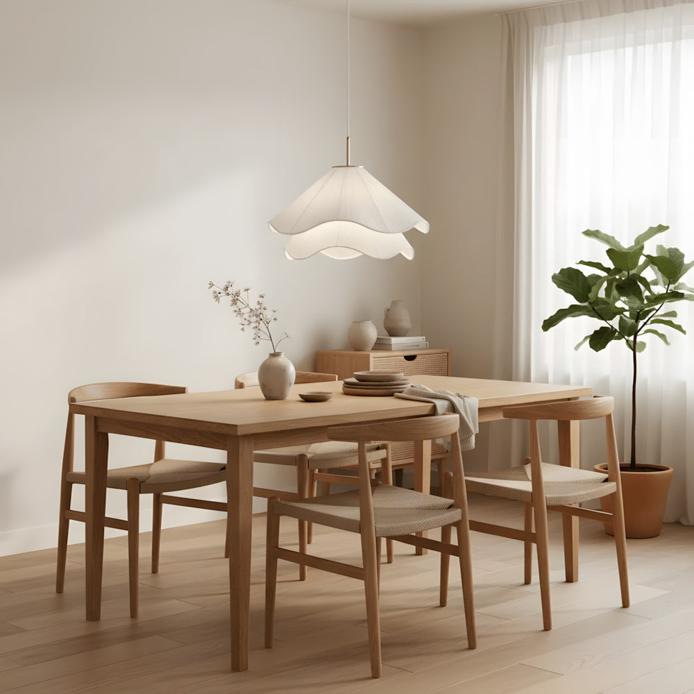 Pendant Light Fabric Floral Shade E27 60.0 cm Dining Room Bedroom Hanging Ceiling Lamp Soft Ambient Lighting | Thomler