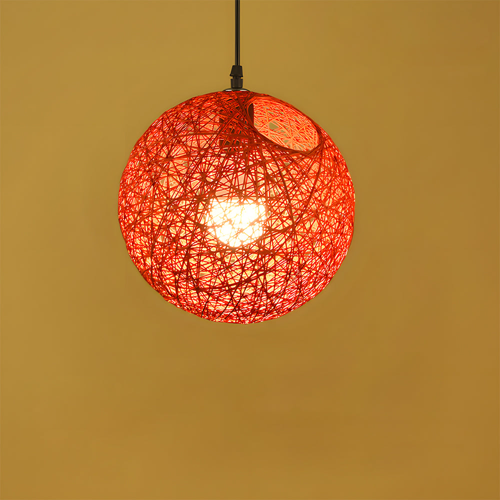Pendant Light Rattan 15.8 in Indoor Dining Room Living Room Hanging Ceiling Lamp Soft Glow Decorative Accent | Thomler
