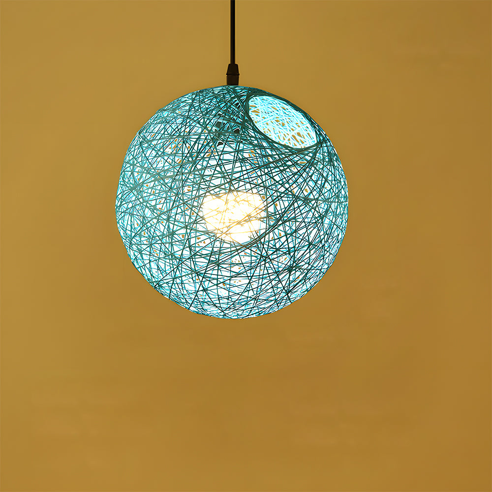 Pendant Light Rattan 15.8 in Indoor Dining Room Living Room Hanging Ceiling Lamp Soft Glow Decorative Accent | Thomler