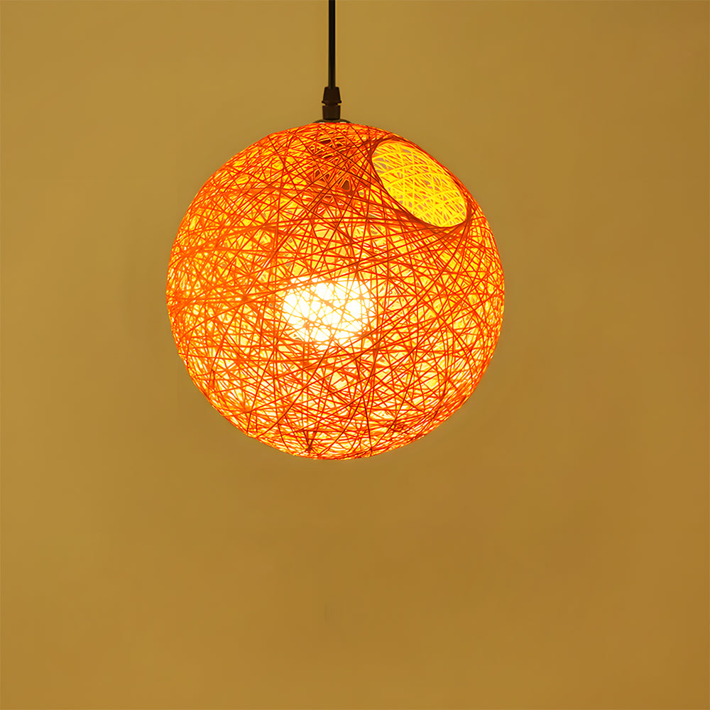 Pendant Light Rattan 15.8 in Indoor Dining Room Living Room Hanging Ceiling Lamp Soft Glow Decorative Accent | Thomler