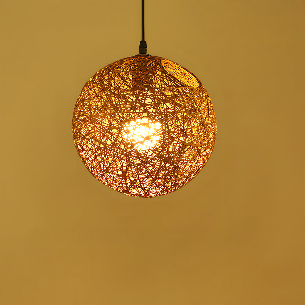 Pendant Light Rattan 15.8 in Indoor Dining Room Living Room Hanging Ceiling Lamp Soft Glow Decorative Accent | Thomler