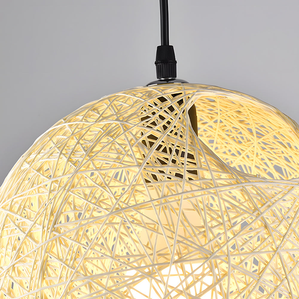 Pendant Light Rattan 15.8 in Indoor Dining Room Living Room Hanging Ceiling Lamp Soft Glow Decorative Accent | Thomler