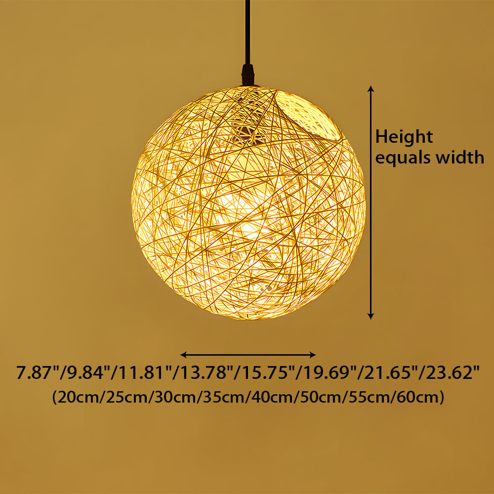 Pendant Light Rattan 15.8 in Indoor Dining Room Living Room Hanging Ceiling Lamp Soft Glow Decorative Accent | Thomler