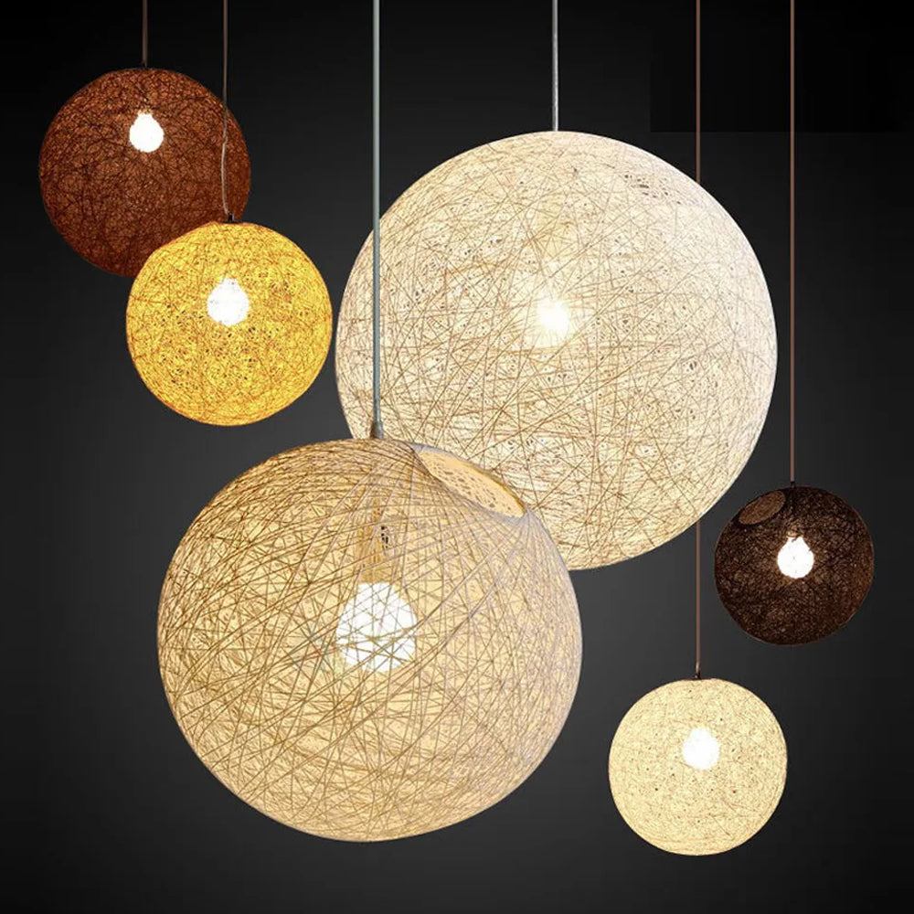 Pendant Light Rattan 15.8 in Indoor Dining Room Living Room Hanging Ceiling Lamp Soft Glow Decorative Accent | Thomler
