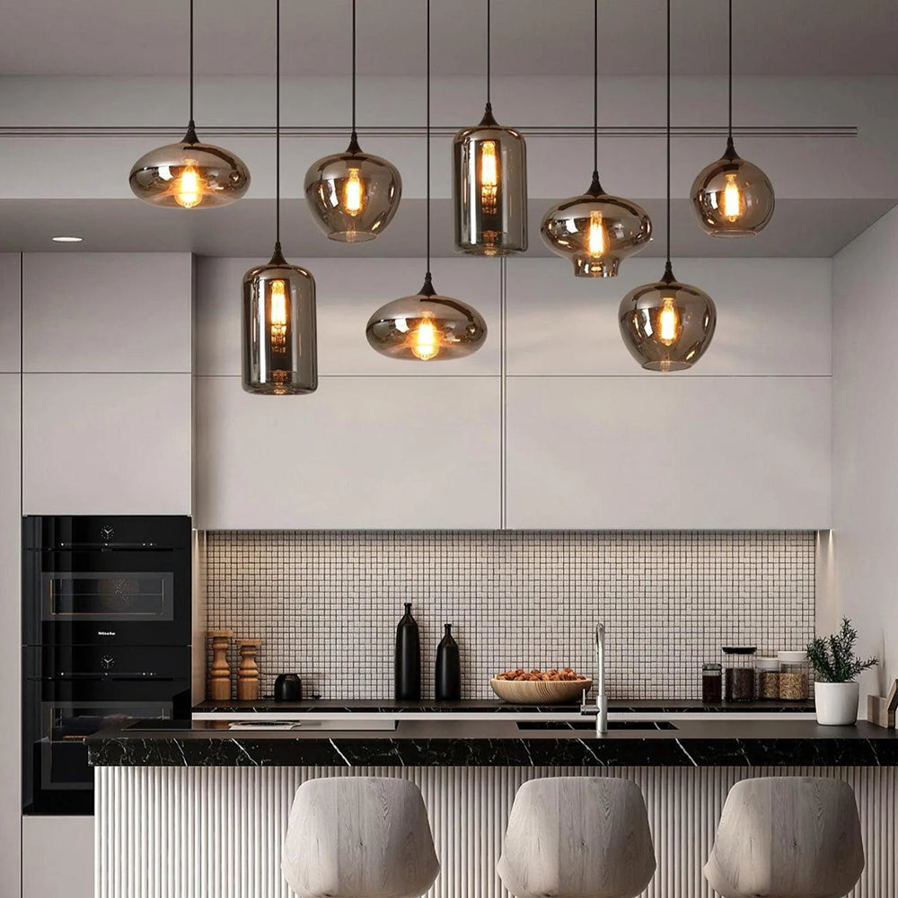 Pendant Light Glass Adjustable 11 in Indoor Dining Room Kitchen Island Ceiling Lamp | Thomler