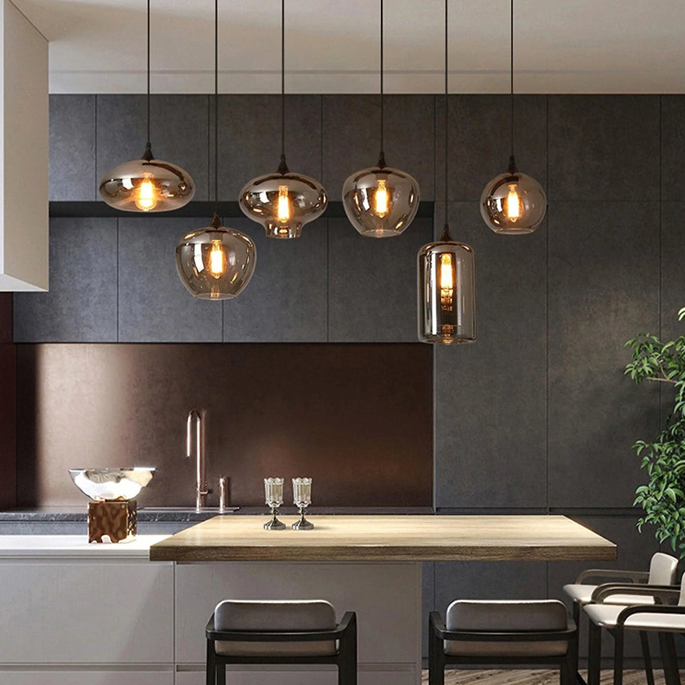 Pendant Light Glass Adjustable 11 in Indoor Dining Room Kitchen Island Ceiling Lamp | Thomler