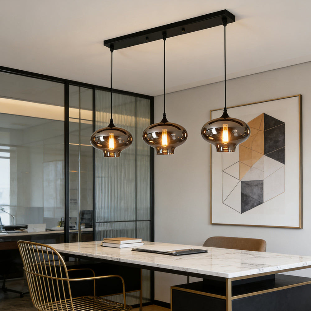 Pendant Light Glass Adjustable 11 in Indoor Dining Room Kitchen Island Ceiling Lamp | Thomler