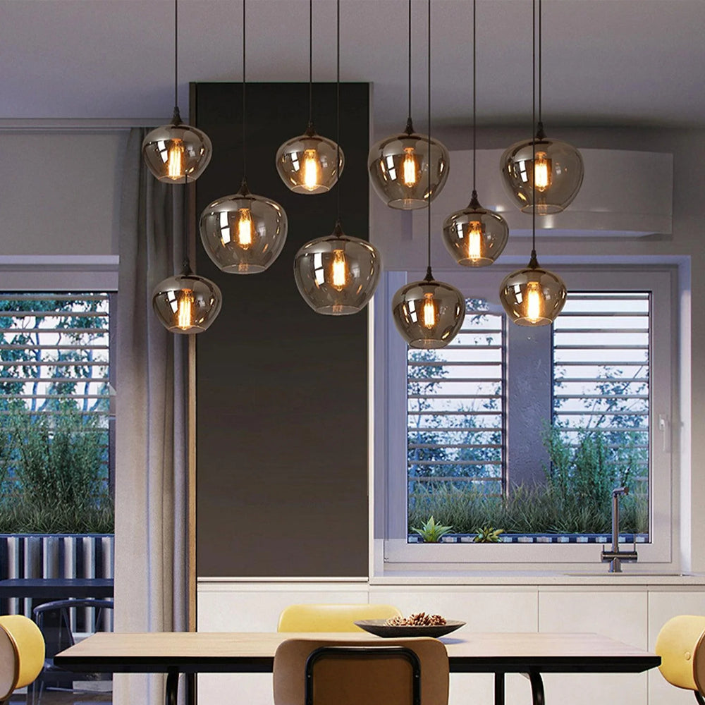 Pendant Light Glass Adjustable 11 in Indoor Dining Room Kitchen Island Ceiling Lamp | Thomler