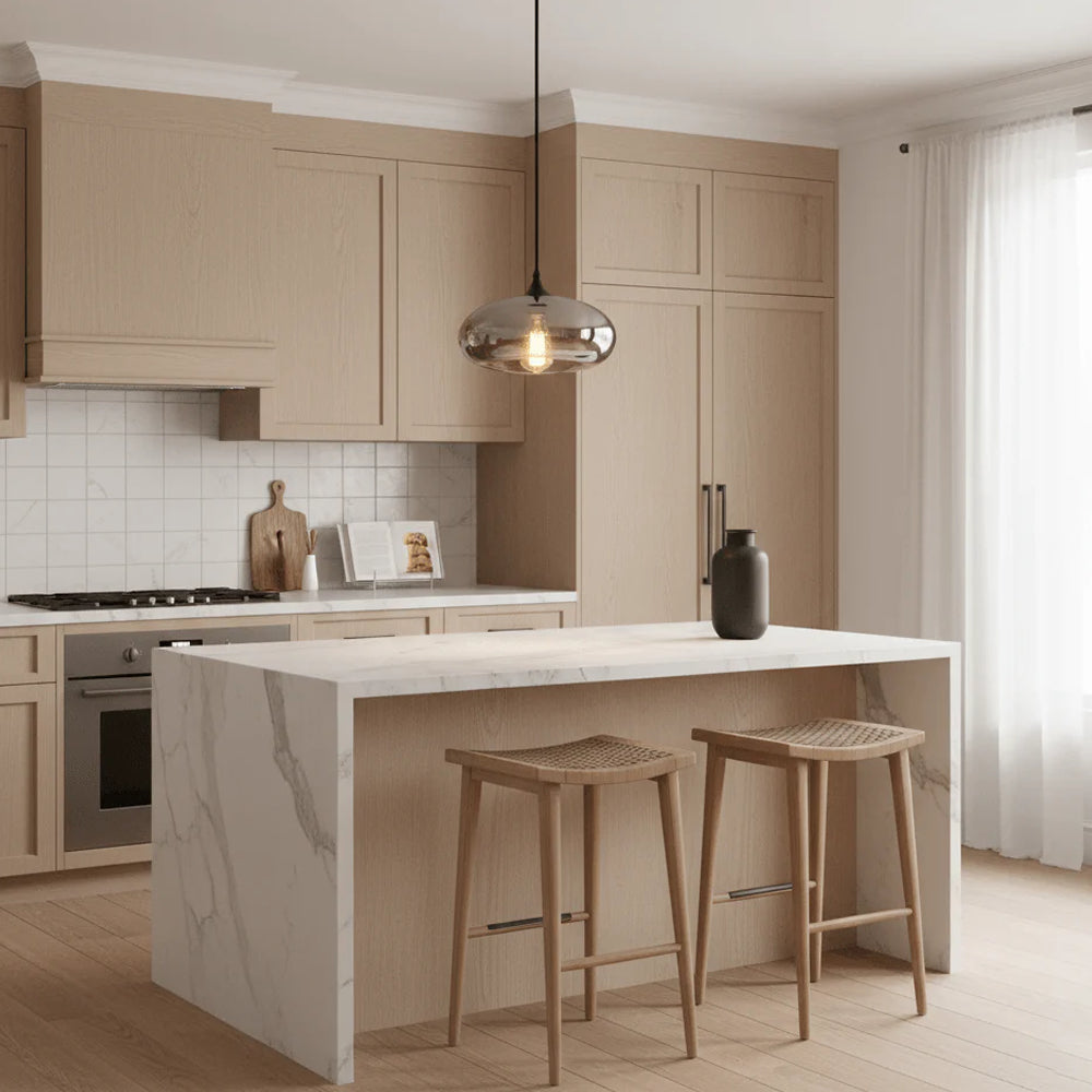 Pendant Light Glass Adjustable 11 in Indoor Dining Room Kitchen Island Ceiling Lamp | Thomler