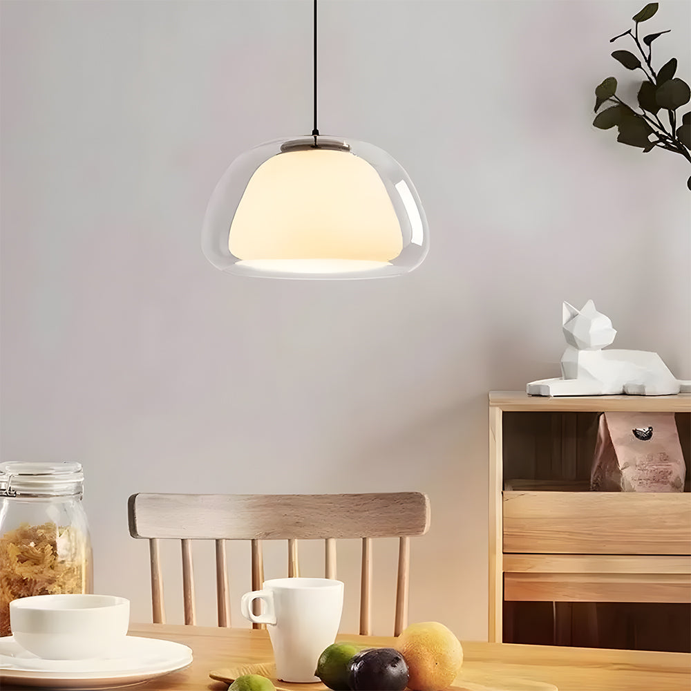 Pendant Light Glass 25.0 cm 39.0 cm White Dining Room Hanging Ceiling Lamp Modern Jelly Texture E27 Kitchen Island | Thomler