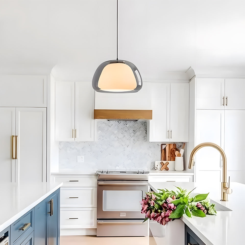 Pendant Light Glass 25.0 cm 39.0 cm White Dining Room Hanging Ceiling Lamp Modern Jelly Texture E27 Kitchen Island | Thomler