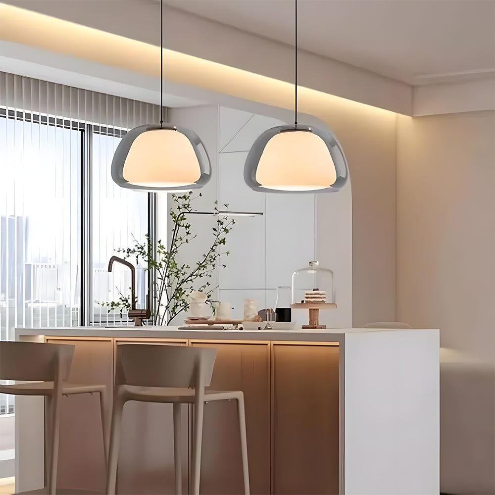 Pendant Light Glass 25.0 cm 39.0 cm White Dining Room Hanging Ceiling Lamp Modern Jelly Texture E27 Kitchen Island | Thomler