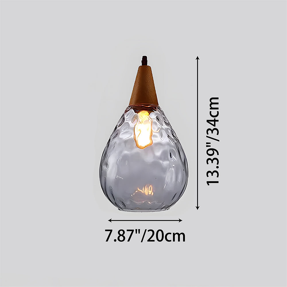 Pendant Light Glass Wood 12 in Warm Glow Indoor Dining Room Living Room Hanging Ceiling Lamp | Thomler