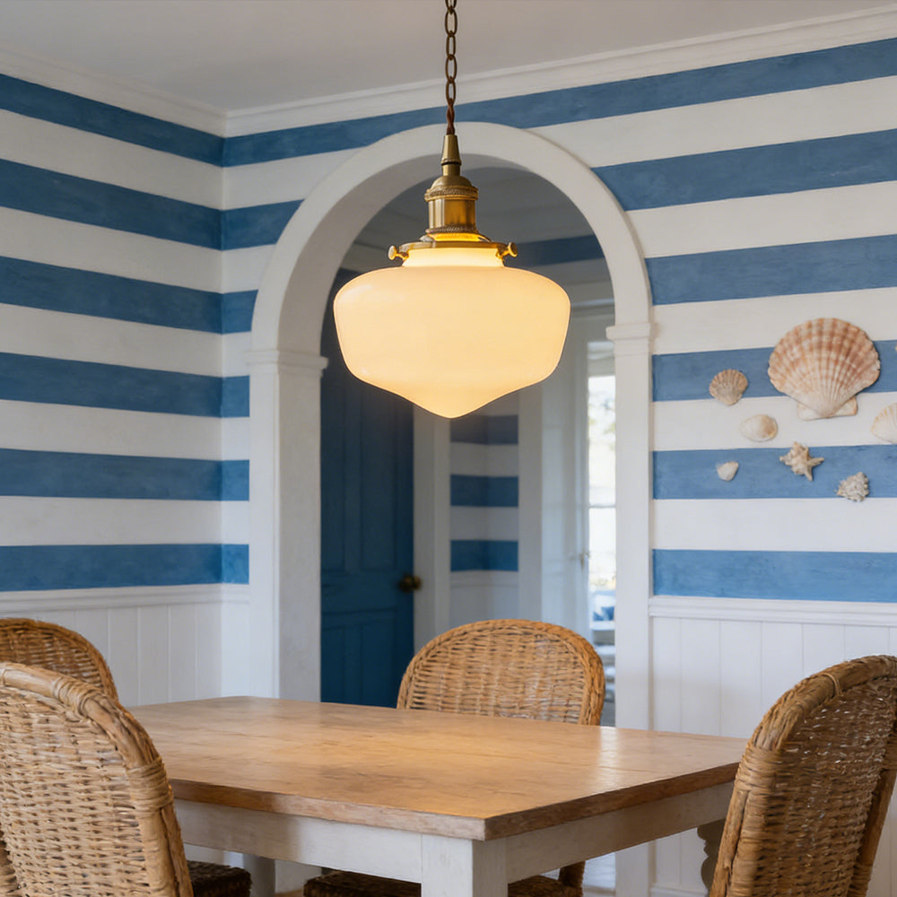 Pendant Light Glass 6.7 in Indoor Dining Room Living Room Hallway Lantern Style Adjustable Hanging | Thomler