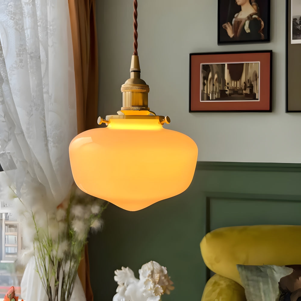 Pendant Light Glass 6.7 in Indoor Dining Room Living Room Hallway Lantern Style Adjustable Hanging | Thomler