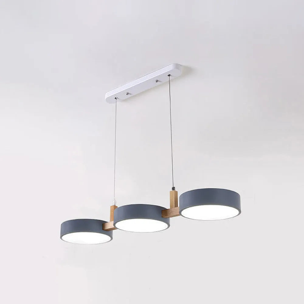 Pendant Light Iron Wood 77.0 cm Triple Shade Dining Room Kitchen Island Hanging Ceiling Lamp Minimalist LED | Thomler